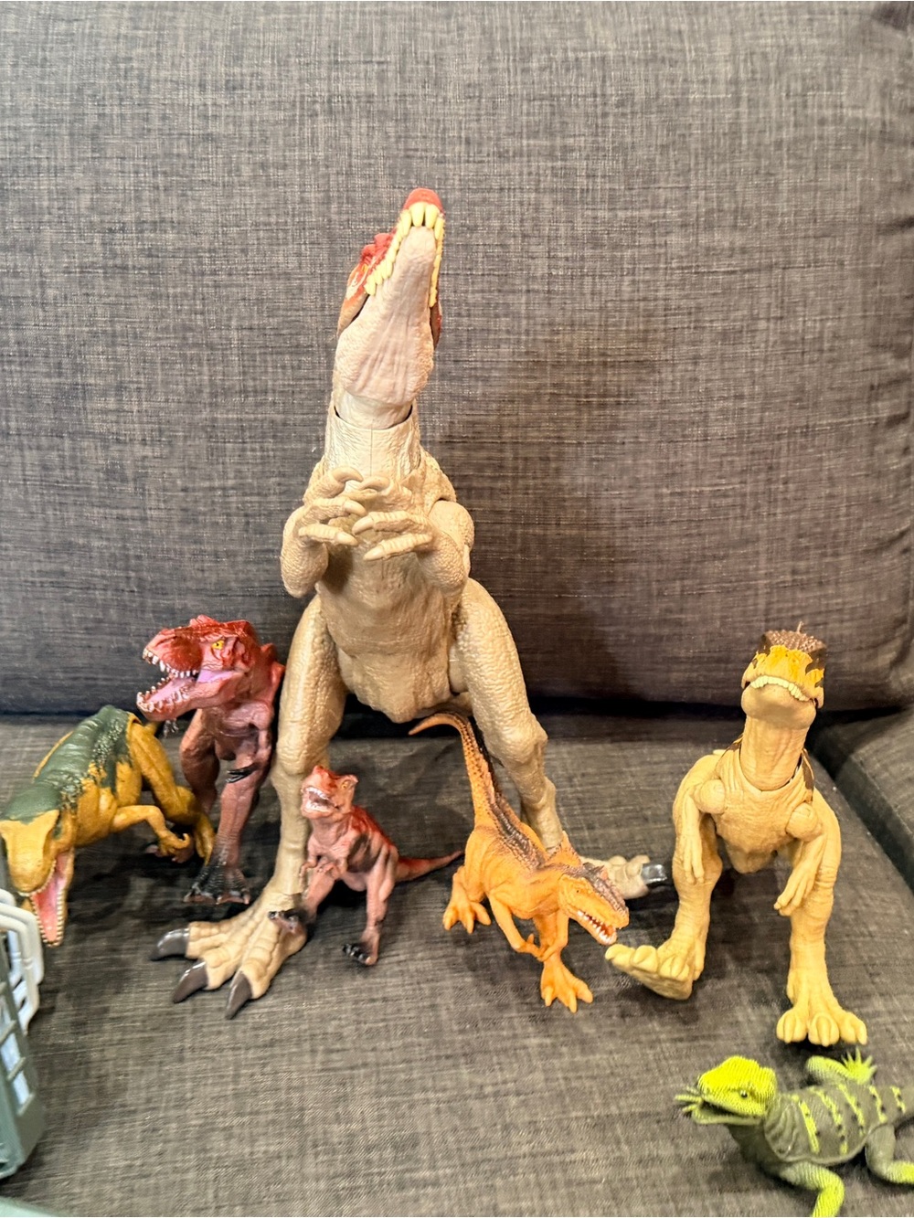 Assorted Dinosaur Toy Lot - Beige, Red, Yellow, Green - Picture 3 of 4
